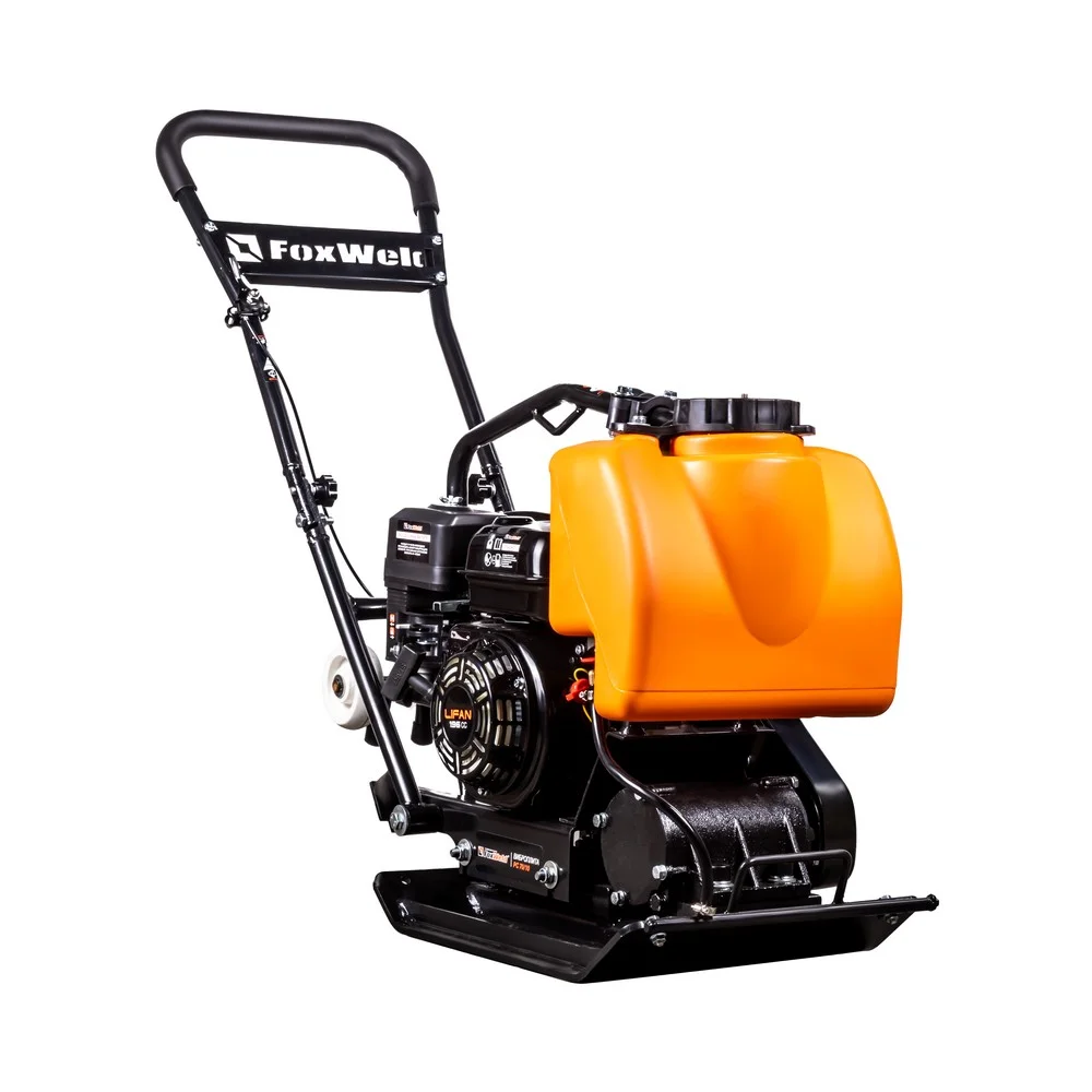Виброплита FoxWeld PC 70/10, прямоходная, двигатель Lifan 168F-2, вес 70 кг, центробежная сила 10 кН, бак с водой, траспорт. колёса