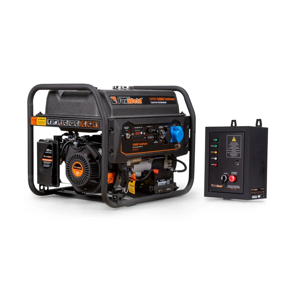 Генератор бензиновый Foxweld Expert G3900E TwinPower 3,5 кВт/7 кВА в компл. с блоком автоматики