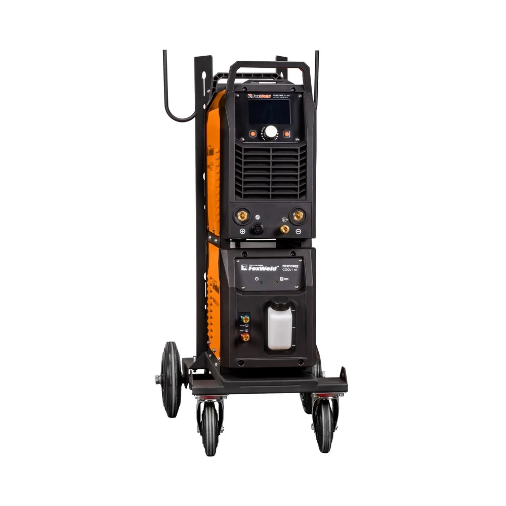 Аппарат аргонодуговой сварки FOXPOWER TIG 400 AC/DC PULSE LCD (Сварочный источник FOXPOWER TIG 400 AC DC PULSE LCD + Блок жидкостного охлаждения FOXPOWER COOL-1 MT + Тележка FOXPOWER MT-1)