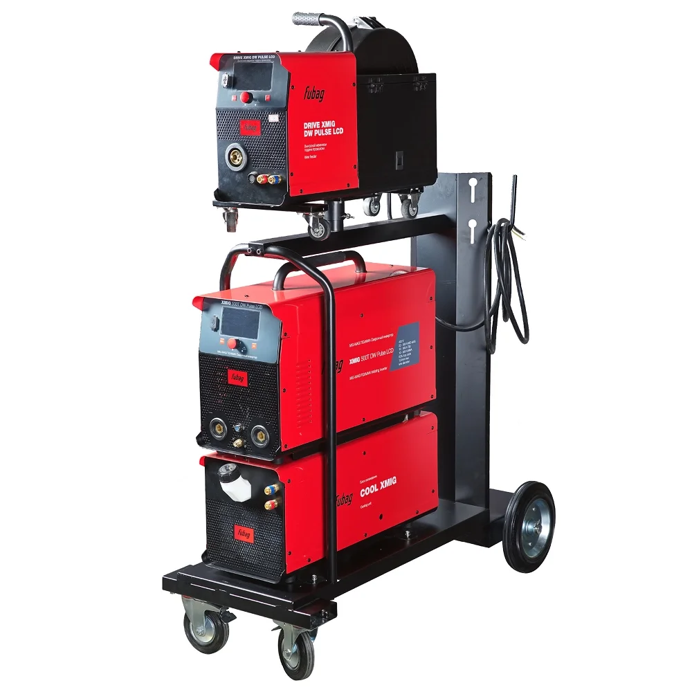 Сварочный полуавтомат FUBAG XMIG 500T DW ПУЛЬС (PULSE) + Подающий механизм ДРАЙВ (DRIVE) XMIG DW ПУЛЬС (PULSE) + Горелка + Блок жидкостного охлаждения + Шланг-пакет + Тележка