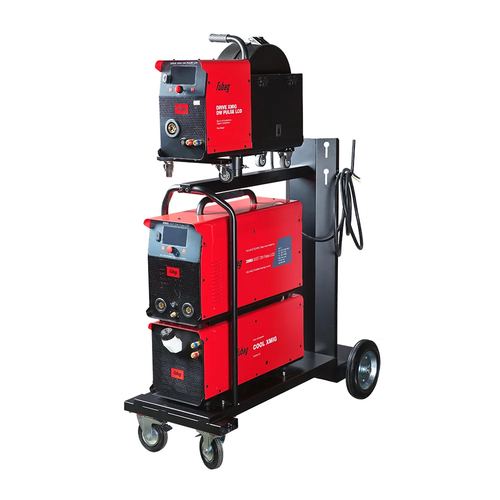 Сварочный полуавтомат FUBAG XMIG 500T DW ПУЛЬС (PULSE) + Подающий механизм ДРАЙВ (DRIVE) XMIG DW ПУЛЬС (PULSE) + Горелка FB 550W 3m + Блок жидкостного охлаждения Cool XMIG + Шланг-пакет 5 метров 95 мм2 14 pol с жидкостным охлаждением + Тележка XMIG
