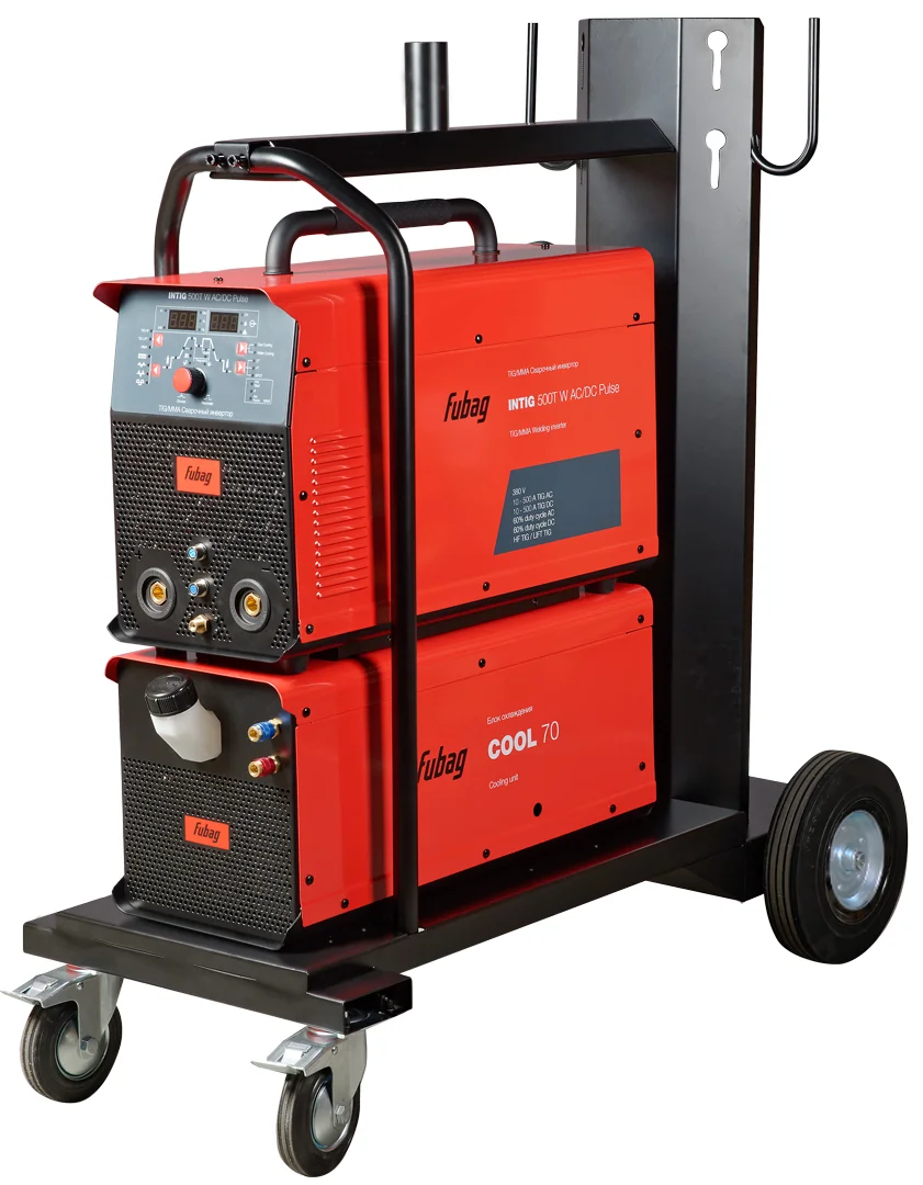 Сварочный инвертор FUBAG INTIG 500 T W AC/DC ПУЛЬС (PULSE) + Горелка FB TIG 18 5P 4 м + Блок жидкостного охлаждения Cool 70 + Тележка для аппаратов