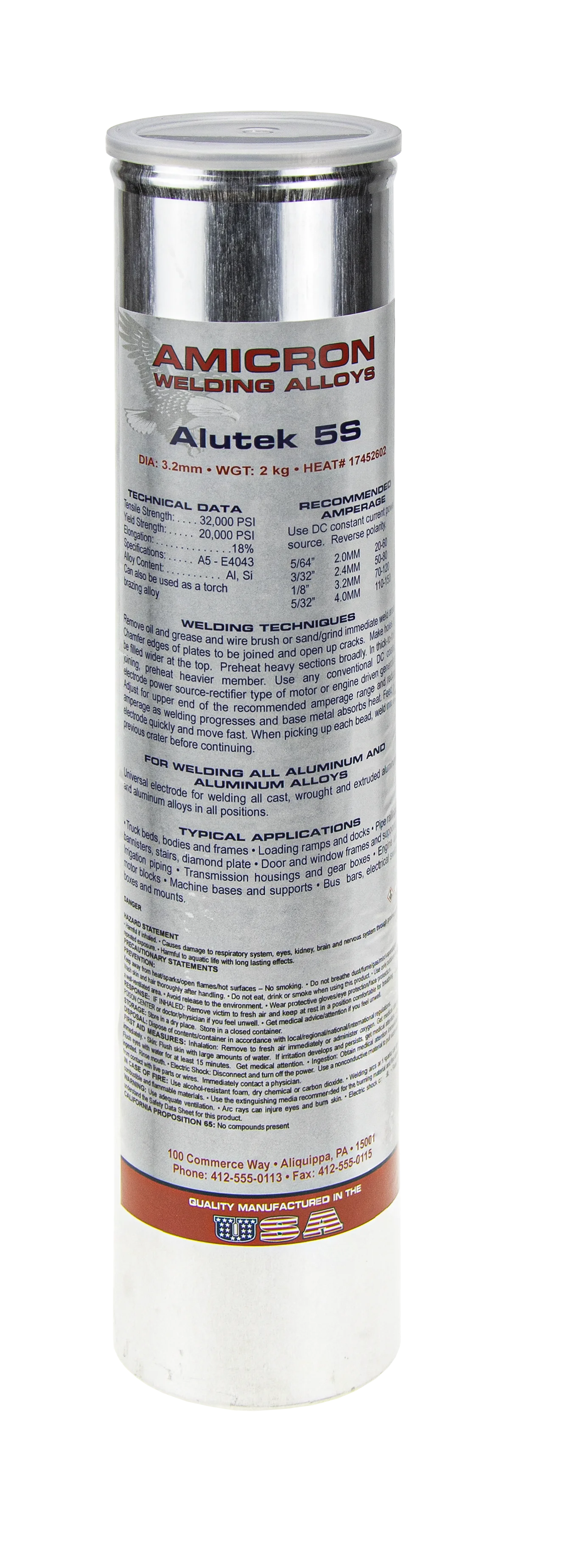 Alutek 5S d.3,2 (уп 2кг) Сварочные электроды Amicron W.A. (2/8) 06AMAL32