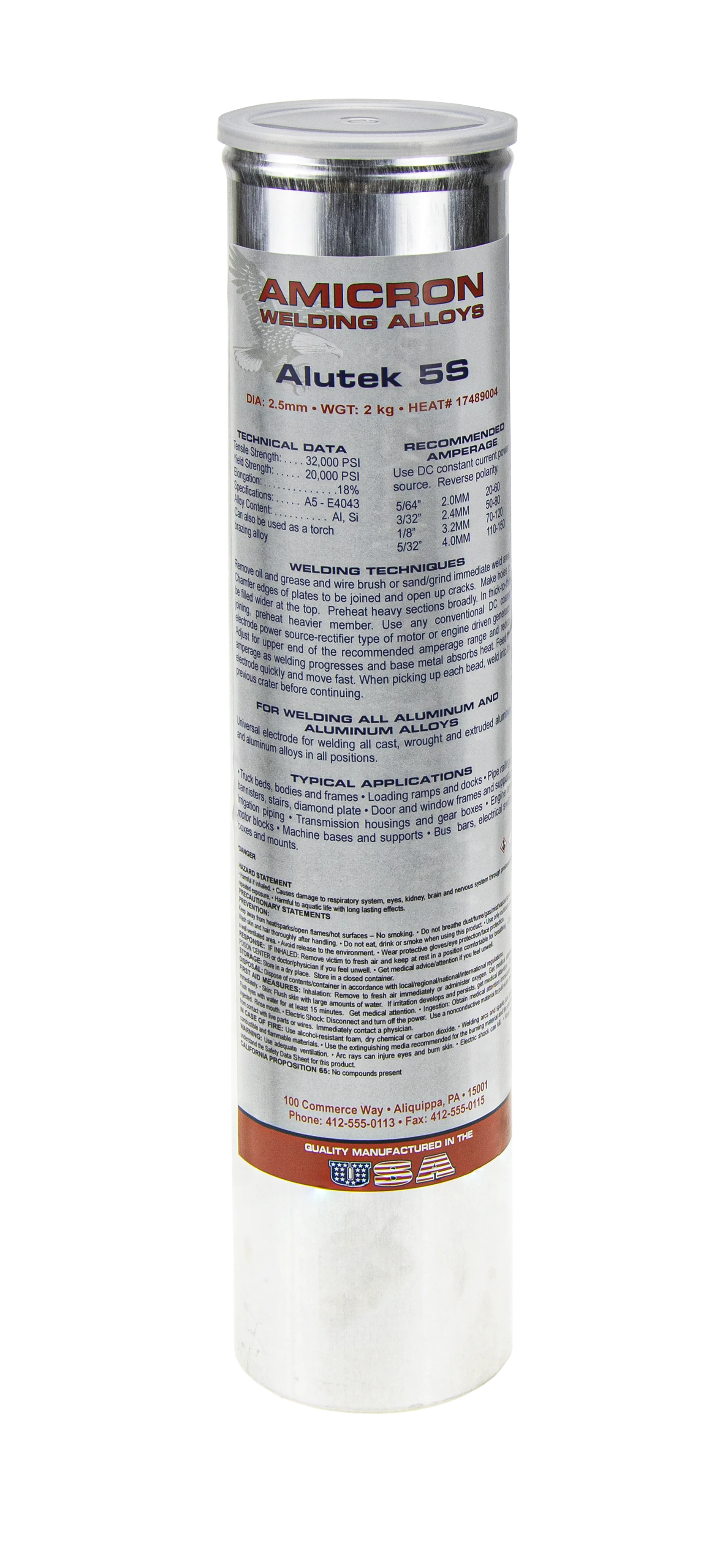 Alutek 5S d.2,5 (уп 2кг) Сварочные электроды Amicron W.A. (2/8) 06AMAL25