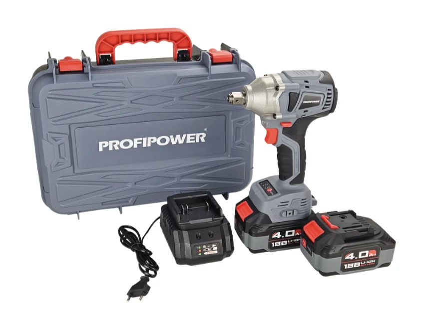 Гайковерт аккумуляторный бесщеточный ударный ProfiPower MKDTW-18B (Li-ion-2шт, 4.0Ач, 330Нм,ударный,З/У,в кейсе)